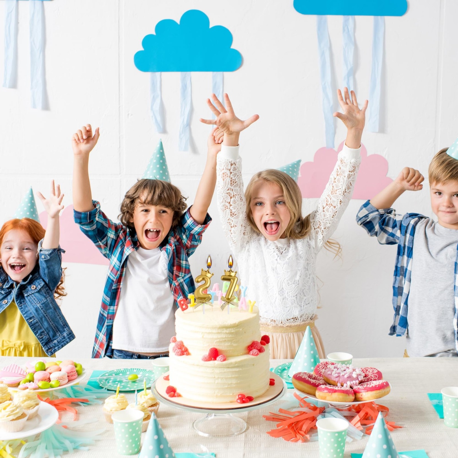 27th 72nd Birthday Candles, Gold 72 27 Year Old Number Birthday Candles, Happ...