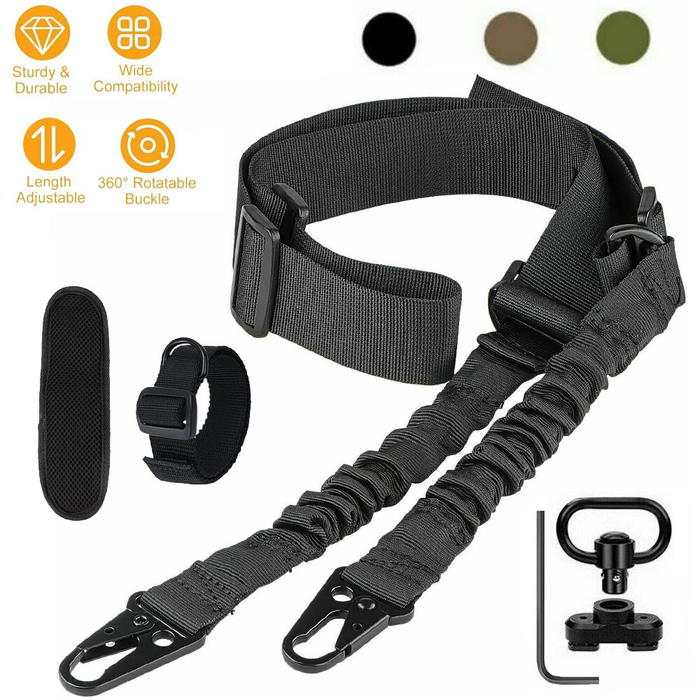 Tactical 2 Point Sling QD Swivel Adjustable Rifle Gun Sling Strap w/ MLOK Swivel