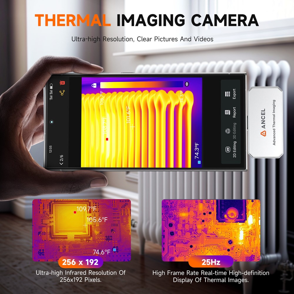 Thermal Imaging Camera for Android Type-C Temperature Accuracy 25Hz Reframe Rate