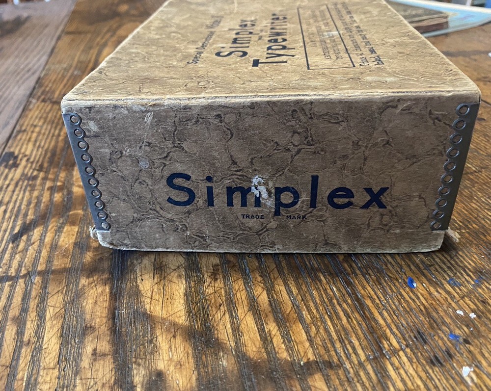 Antique Simplex Special Demonstrated Model B Typewriter Original Box