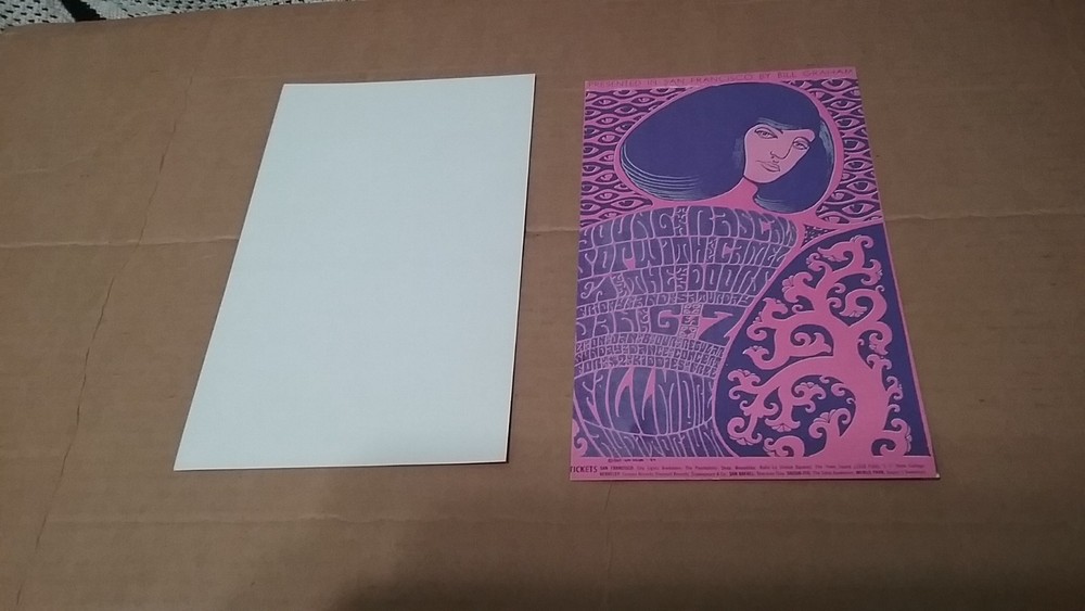 DOORS 1967 FILLMORE BG44 3RD ON BILL FLYER BLANK MINT 8X4.5 HTF RARE PRISTINE