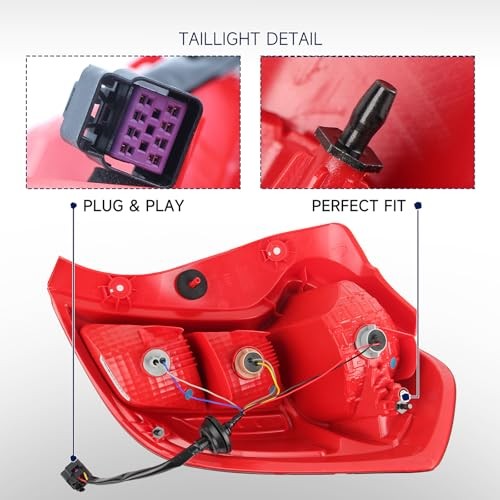 Tail Light Assembly Compatible with 2016-2022 Chevy Spark Red-Left Driver Side