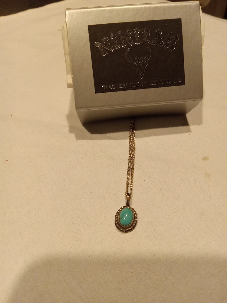 native american sterling turquoise pendant