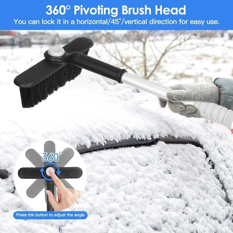 2 In 1 Ice Scraper Extendable Car Snow Brush Telescopic Auto Snow Removal Tool