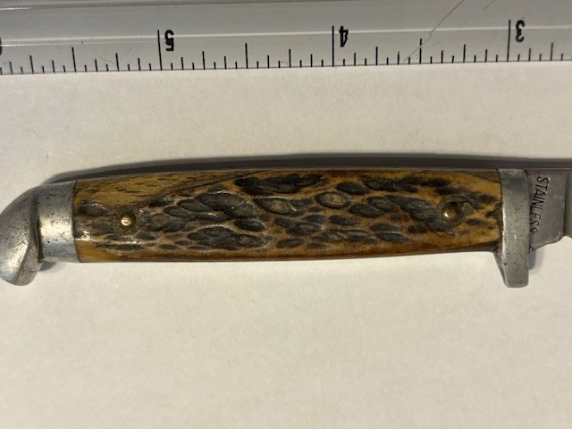 Queen Cutlery 6” Jigged Handle Fixed Blade Knife Bird and Trout 1951 -54' era