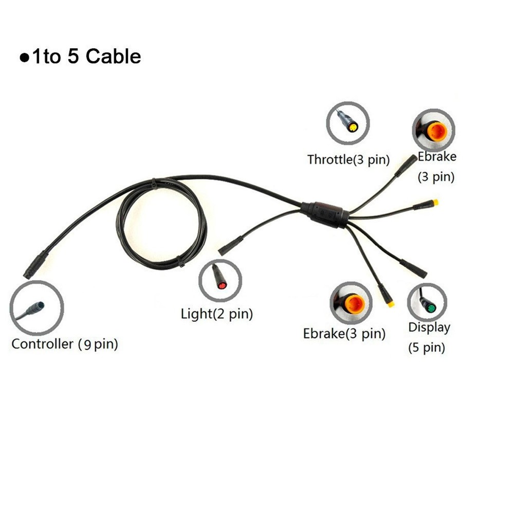 Waterproof 1 To 5 Electric Bicycle E-bike Integration Cable For KT Controller