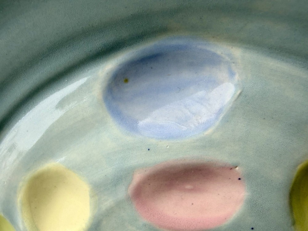 9.5” Deviled Egg Serving Dish, Handmade Pottery, Pastel Colors, Spring, Easter