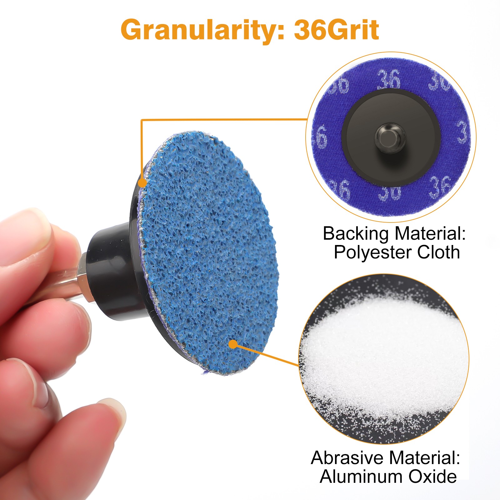 52PCS 2 inch 36 Grit Zirconia Roll Lock Die Grinder Quick Change Sanding Discs