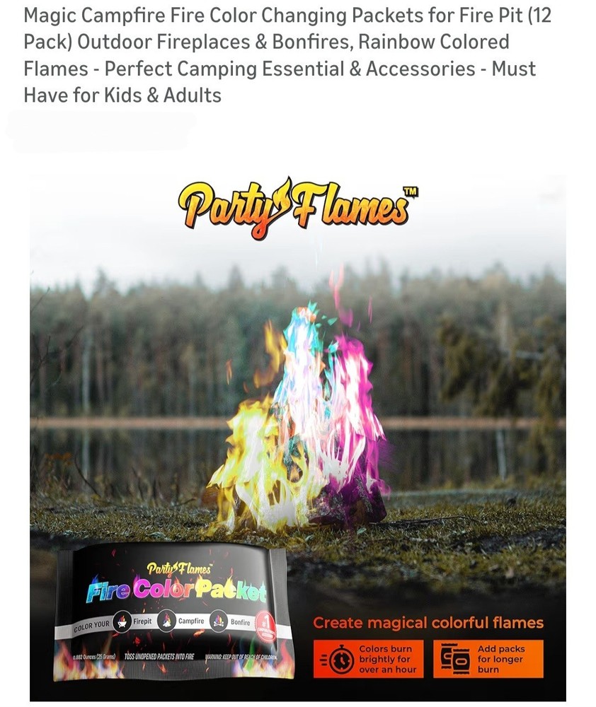 12 Pack - Magic Campfire Fire Color Changing Packets.
