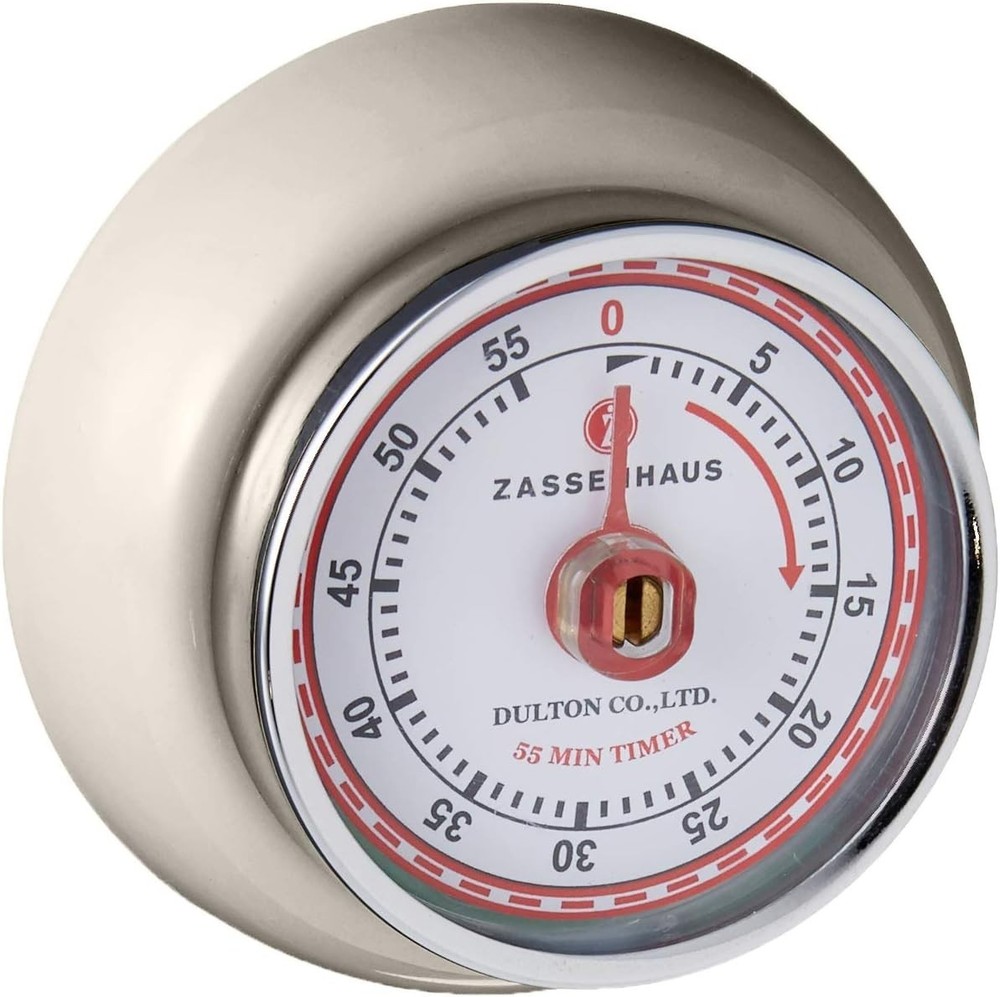 Magnetic Retro Kitchen Timer, Classic Mechanical Cooking Timer Cream
