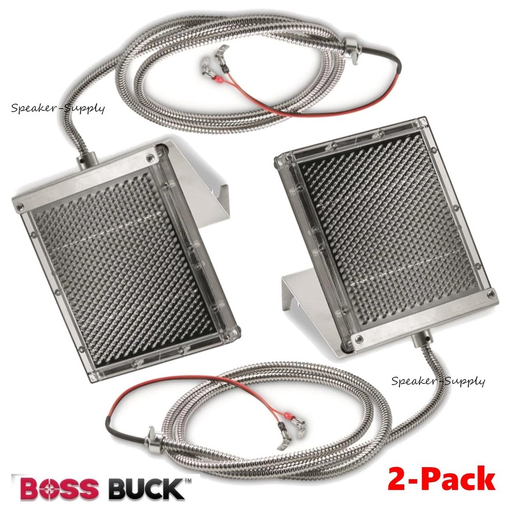 2 Boss Buck 12V Solar Panel Universal for Deer Feeder + Mounting Brackets Bundle