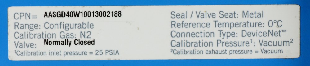 Celerity IN3XP Mass Flow Controller AASGD40W1 AASGD40W10013002188