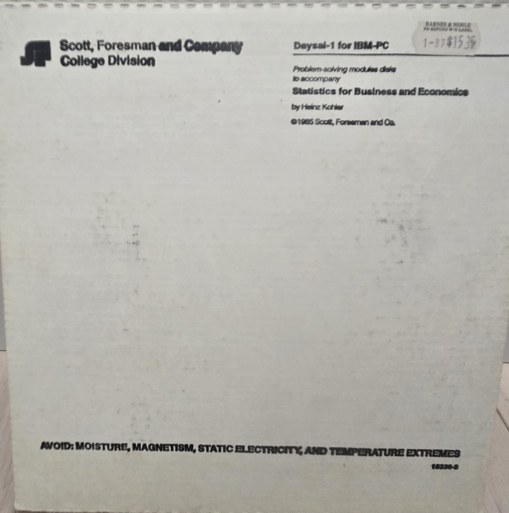 1985 Scott Foresman DAYSAL-1 IBM Computer Software 5 1/4" Disk And Documentation