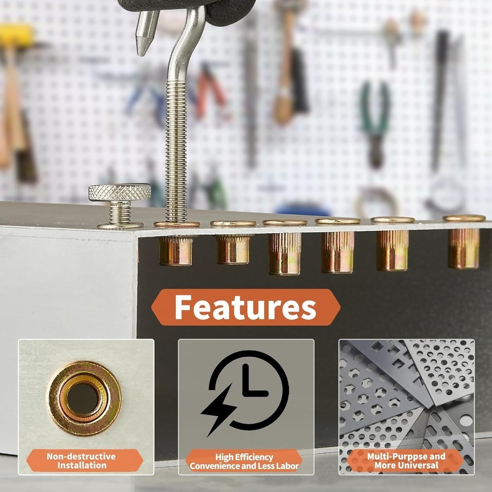 Rivet Nut Installation Tool Set Flat Head Rivnut Threaded Insert Nut Kit SAE