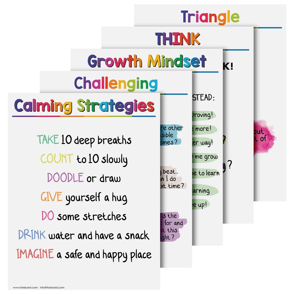 Calming Corner Educational Poster Learning Chart Bundle for Classroom – 8.5 x 11