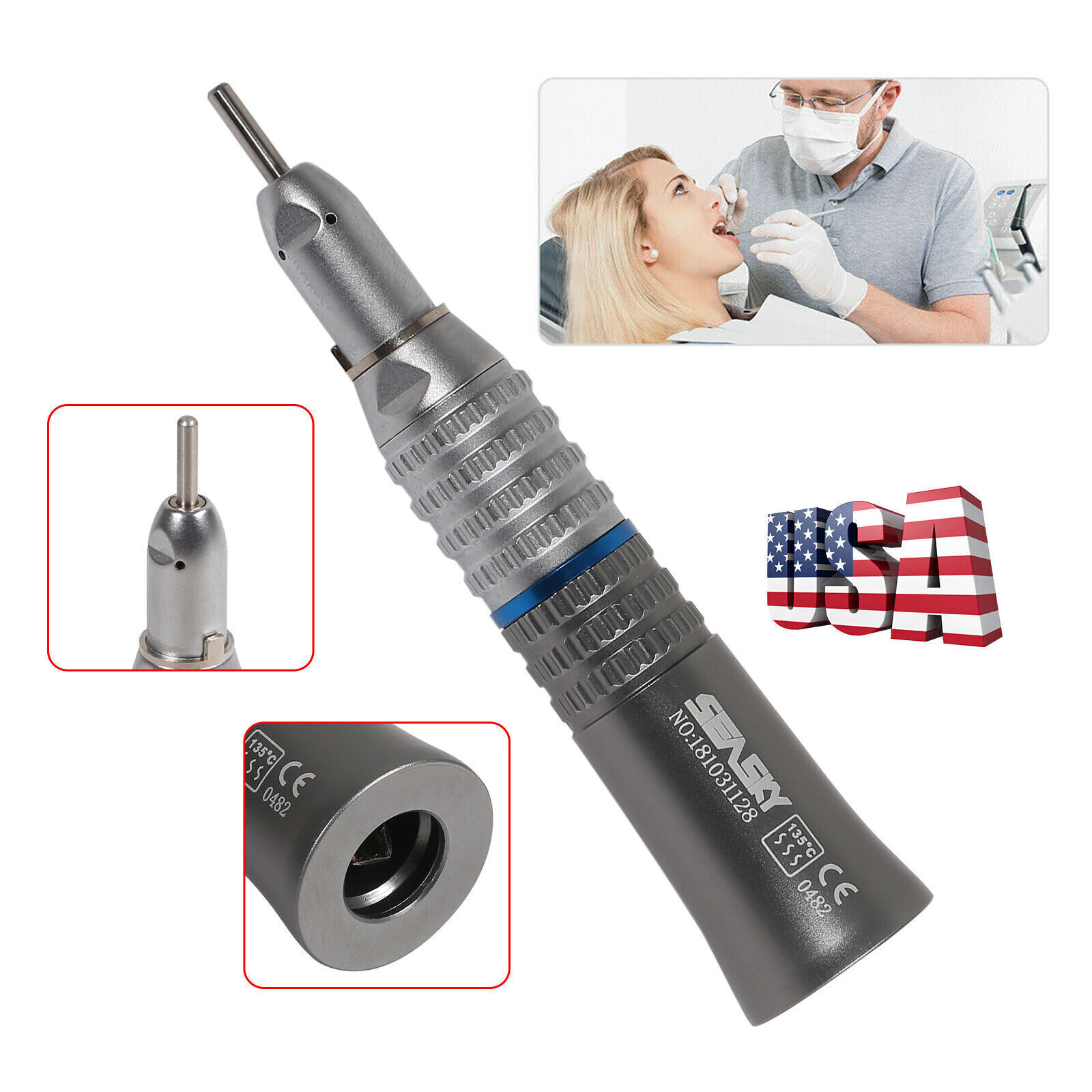 NSK Style Dental Slow Low Speed Straight Handpiece Nose Cone E-type SEASKY HP