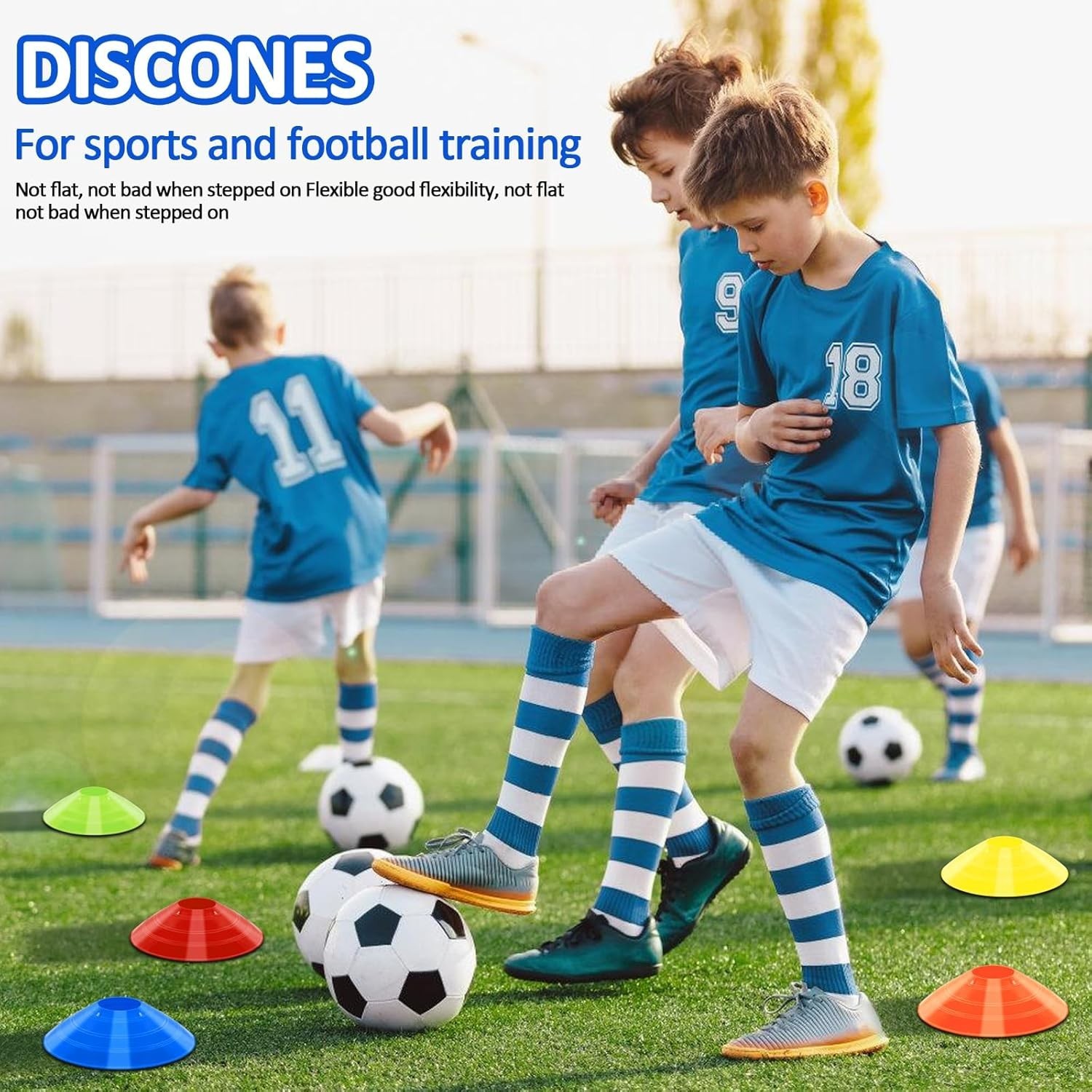 Soccer Cones for Training, 100/15 Pack Agility Cones with Carry Bag, Multi-Colo