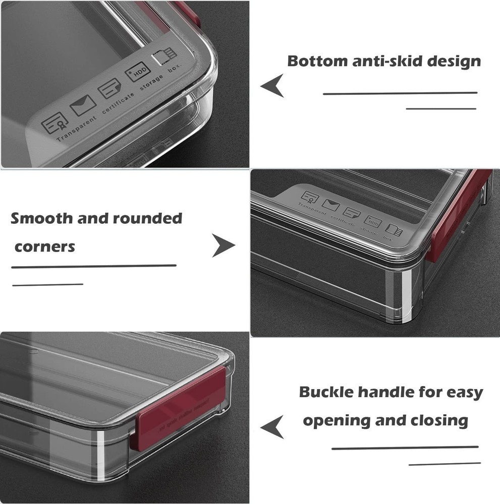 2 Pack Document Storage Clear Plastic Boxes with Lids Stackable Bins Paper