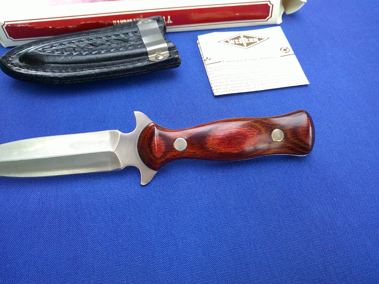 Vintage Western USA W75 Double Edge Boot Knife Dagger Fixed Blade W/Sheath NIB