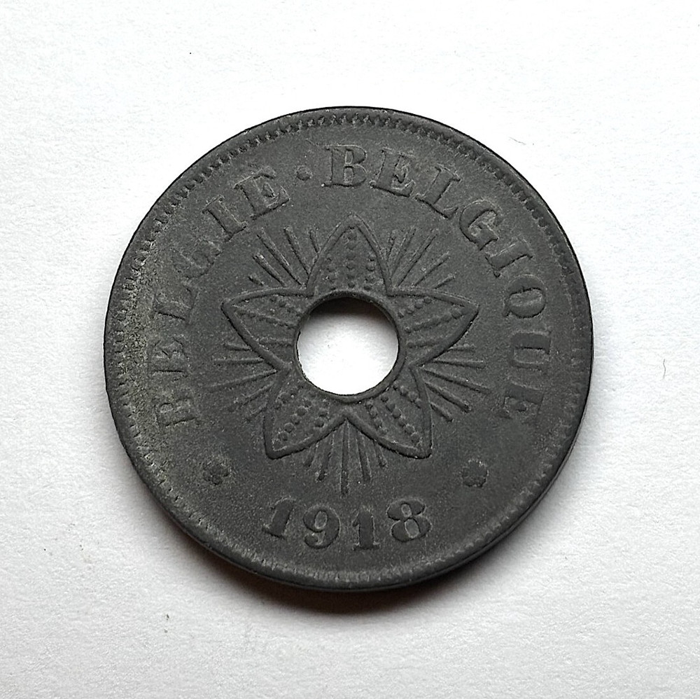 1918 Belgium 50 Centimes, KM-83.