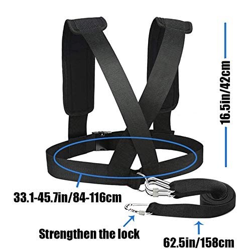 Sled Harness Tire Pulling Pull Strap with Reinforced 46 inches, Black