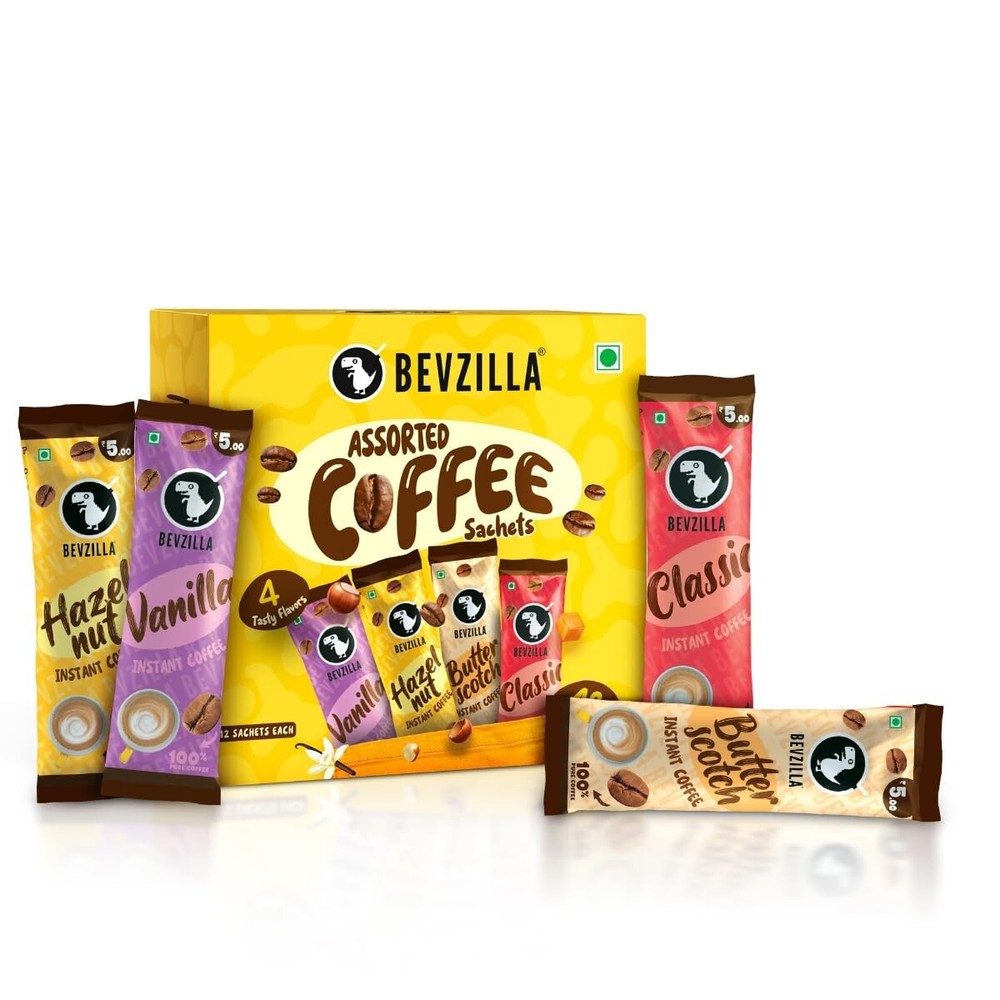 Bevzilla 48 Assorted Instant Coffee Sachets | 48x2Gm | Hot & Cold Brew Ready