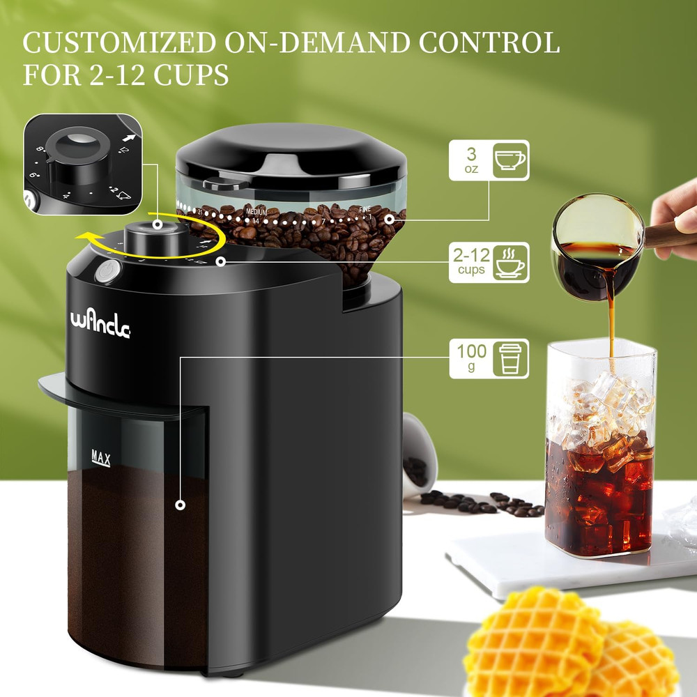 Electric Burr Coffee Grinder - Adjustable with 28 Precise Grind Settings for 12