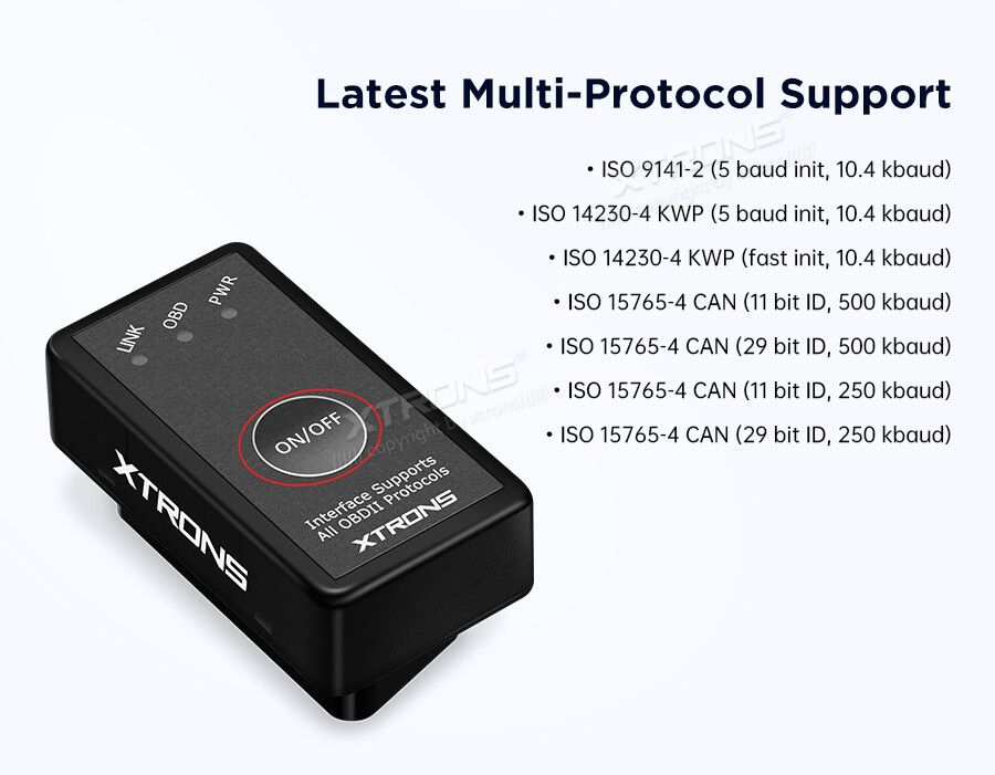 Bluetooth OBD2 Car Auto Diagnostic Scanner Power Switch Tool for Android Stereo