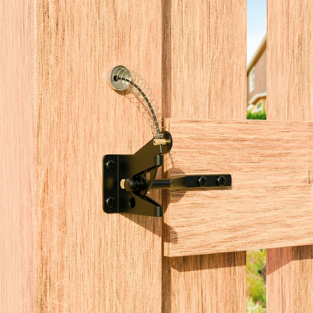 Self Locking Gate Latches with Spring Cable Pull, Post Mount Automatic Gravit...