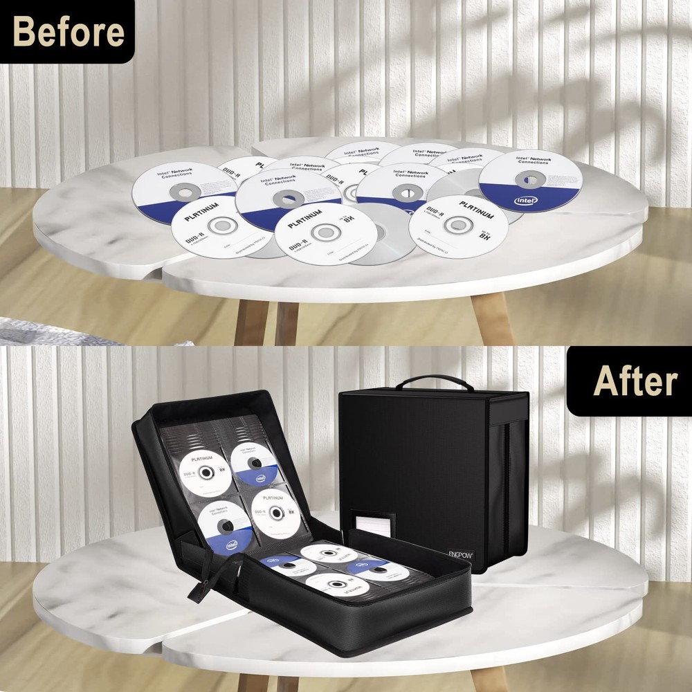 Fireproof CD Case, CD/DVD Storage Box,400 Capacity CD Binder DVD Storage Hold...