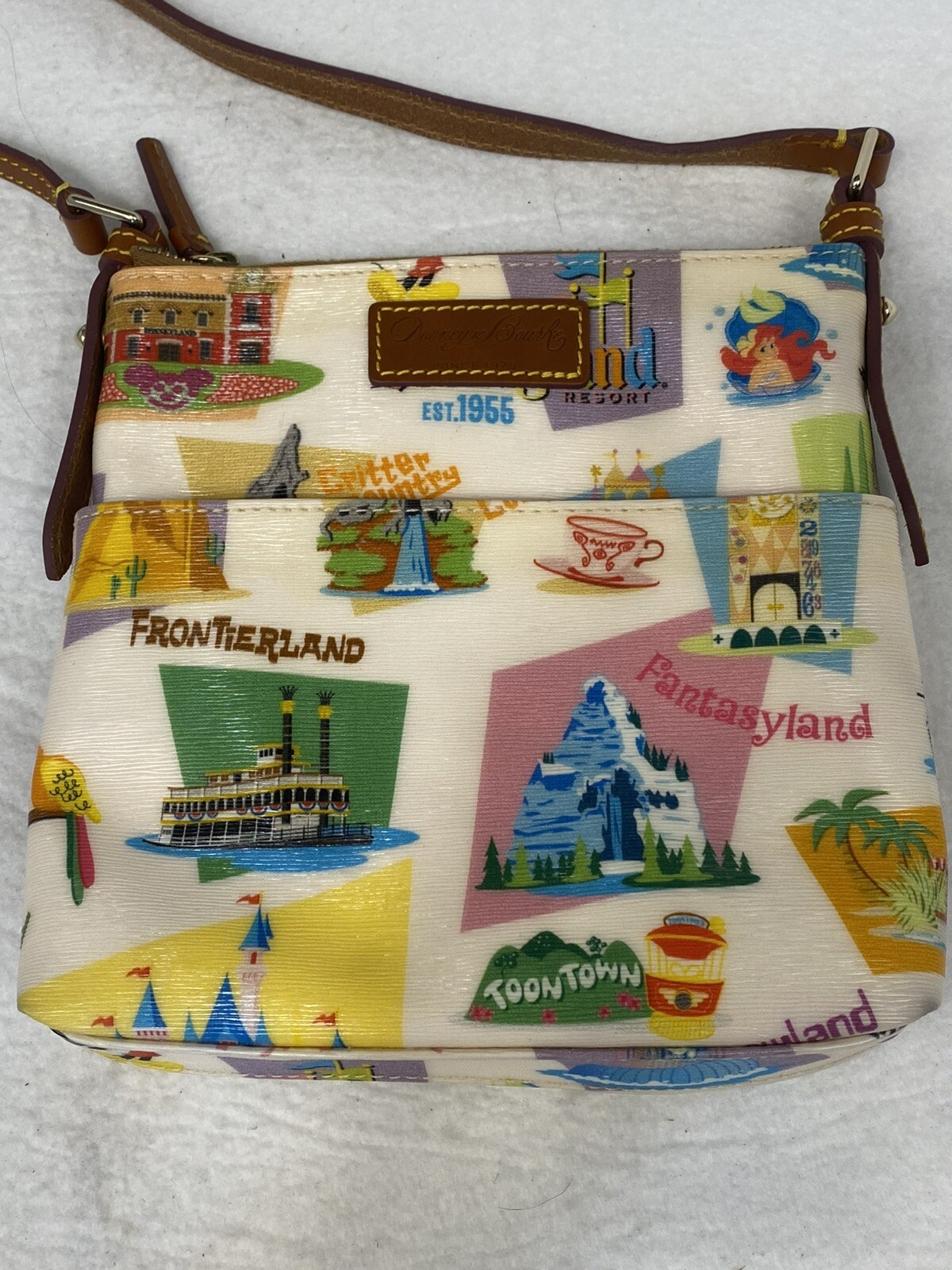 Disney Dooney and Bourke DISNEYLAND Resort Parks Retro Print Crossbody Bag