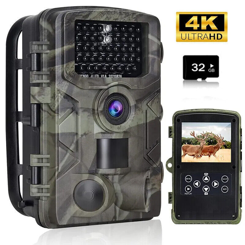 50MP Wildlife Hunting Game Trail Camera 4K Night Vision Motion Activated+32GB