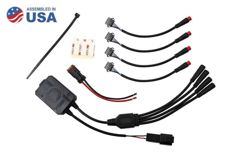 Diode Dynamics RGBW LED Rock Lights (4-Pack) w/Bluetooth Controller Jeep