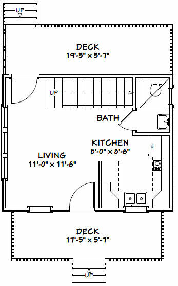 20x16 Tiny House -- PDF Floor Plan -- 557 sq ft -- Model 13A