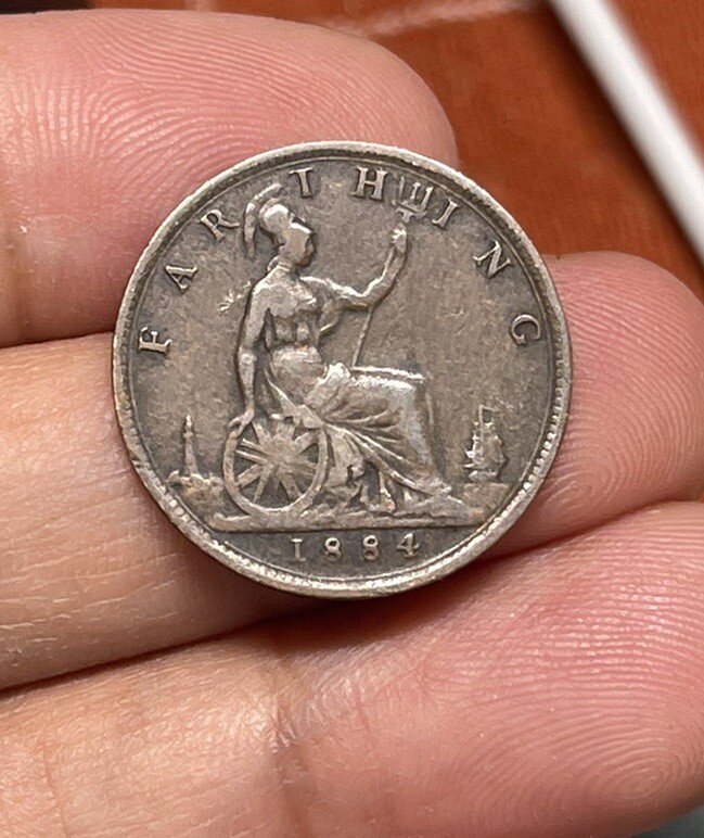 1884 Great Britain Farthing Coin