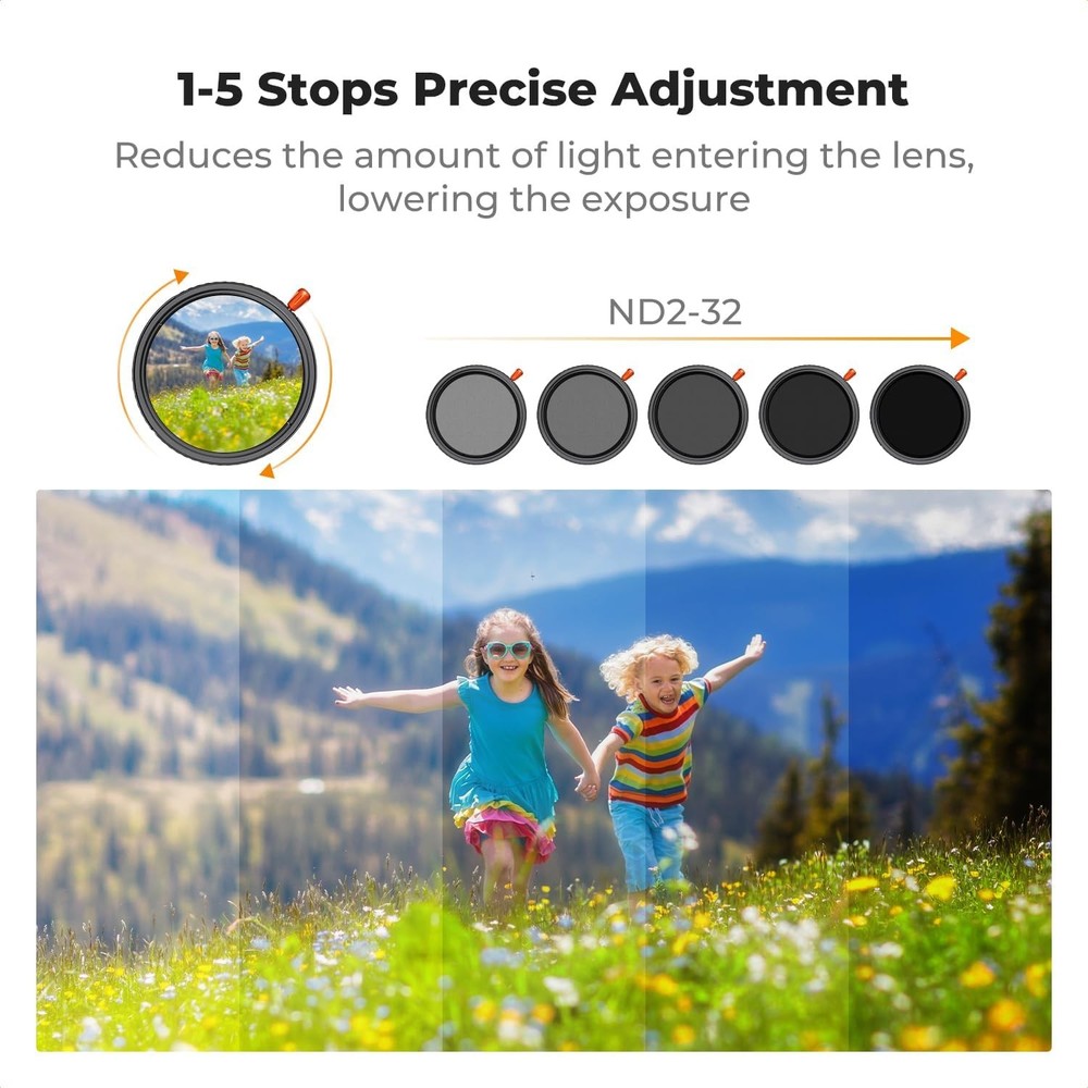 K&F CONCEPT 3 in1 Variable ND2-32 & Black Diffusion Mist Effect 1/4 & CPL Filter