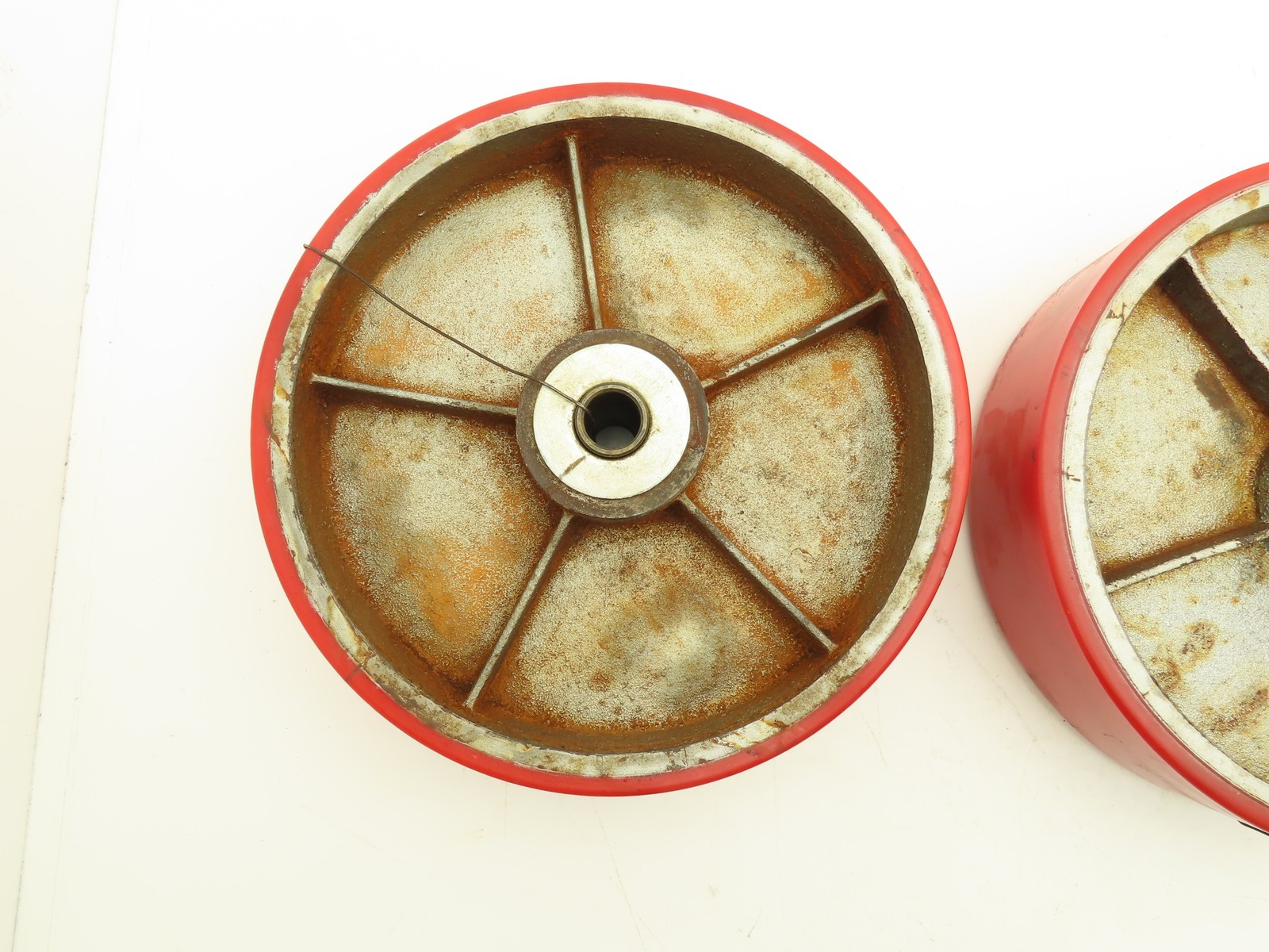 10" x 2.5" Red Poly Metal Wheel 3/4" Bore Lot of 3