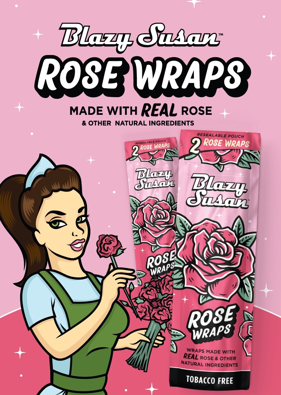 Authentic Blazy Susan Rose Pre-Rolls Wrap Made with Real Rose | Full Box 25cts