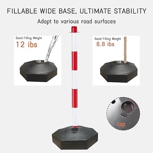 Adjustable Traffic Delineator Post Cones, 6 Pack