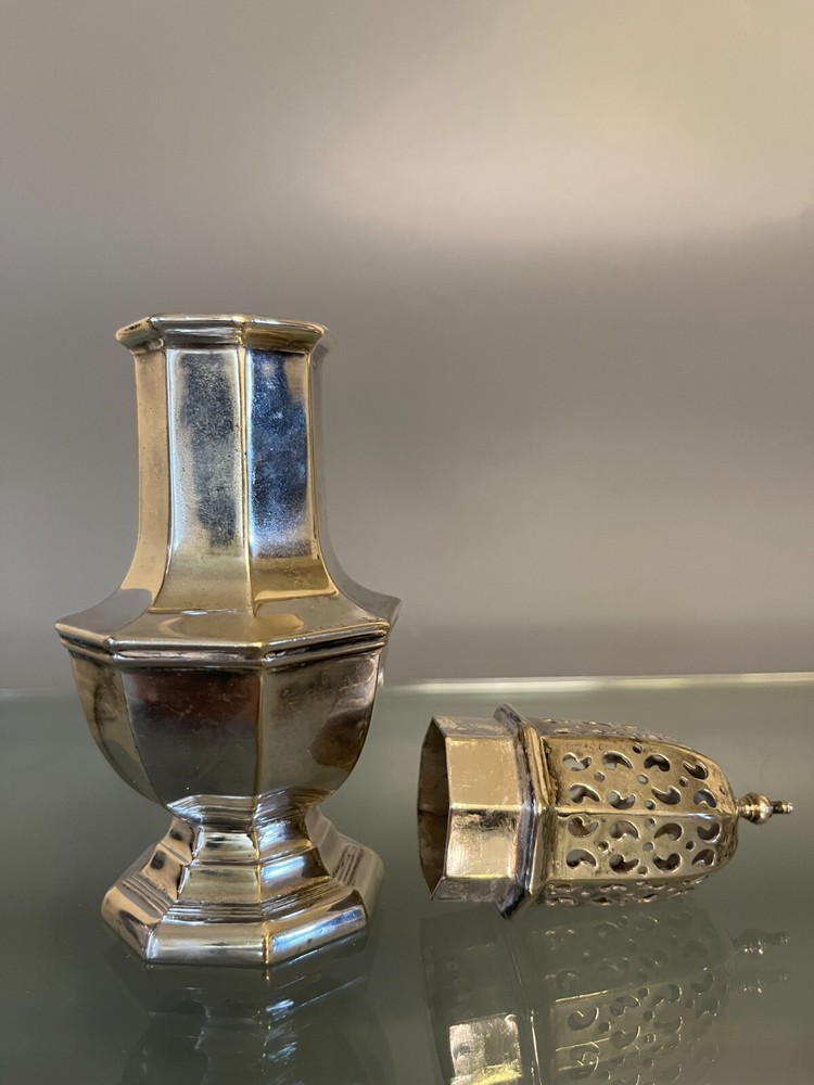 English Octagonal Silverplate Sugar Caster