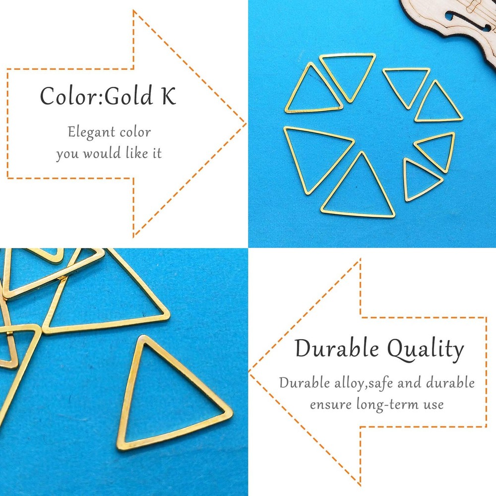 70Pcs Triangle Earring Beading Ring,4Sizes Hoops Connector Gold K