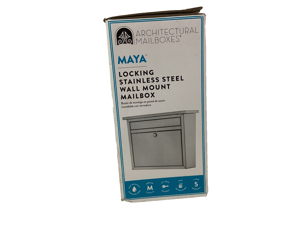 Architectural Mailboxes Maya™ Locking, Wall-Mounted Medium, Stainless Steel