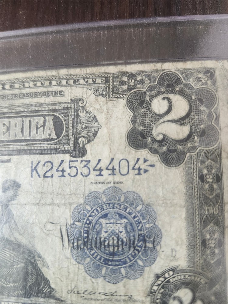 1899 2 Dollar Silver Certificate VGC