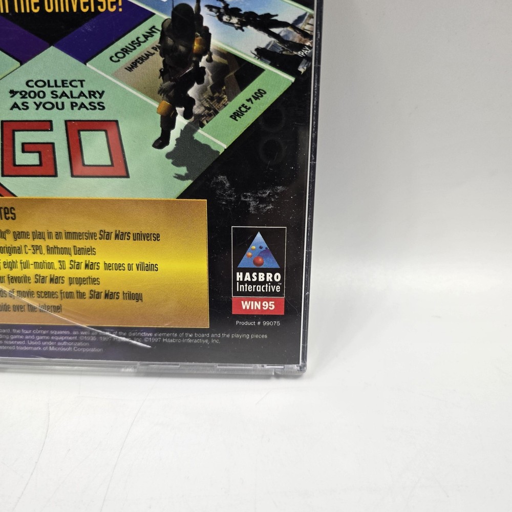 Vintage Hasbro Interactive Monopoly Star Wars CD-ROM PC Game Win 95 With Manual