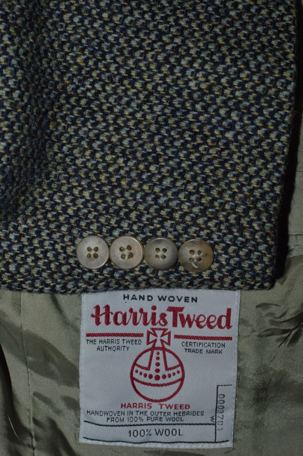 40R 40 Regular R HARRIS TWEED Gray Bird’s Eye Wool Suit Sport Coat Blazer Jacket