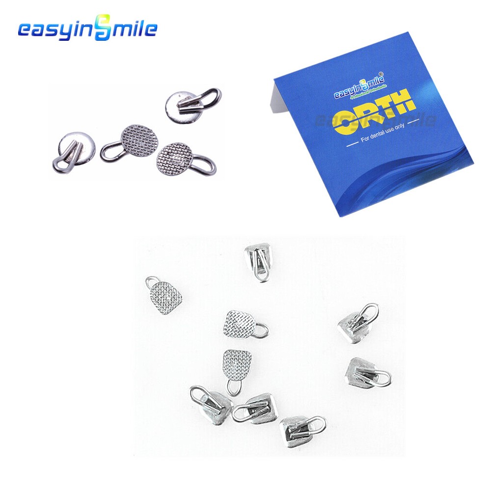 10Pcs Dental Orthodontic Lingual Buttons Round/Rectangular Bondable Mesh Base
