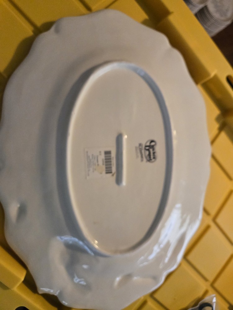 Ceramic Thanksgiving Serving Platter Turkey Cracker Barrel