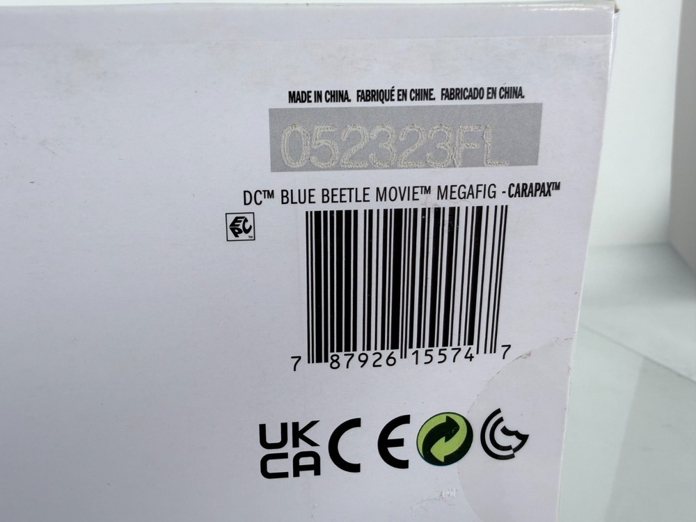 McFarlane DC Multiverse Blue Beetle Carapax Mega Action Figure box is damaged