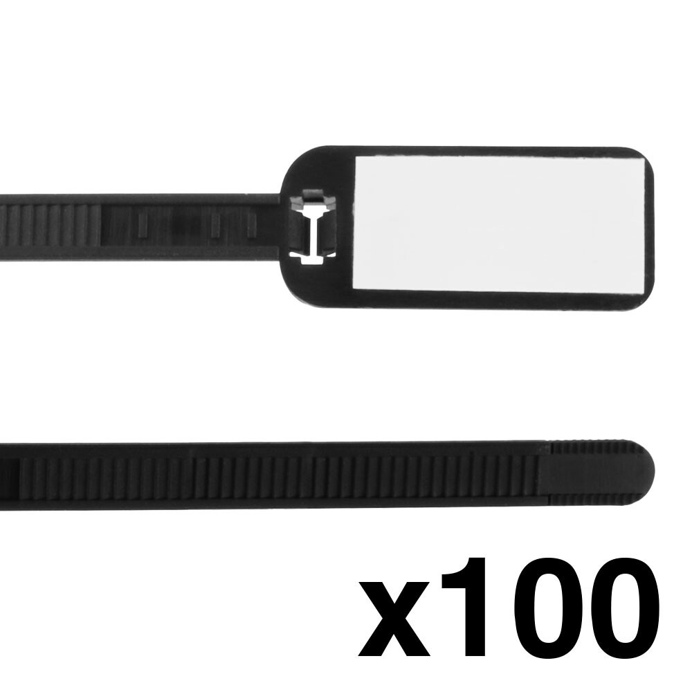 Skywalker 3" Cable Ties with Write-on Label (100 Pack, Black)