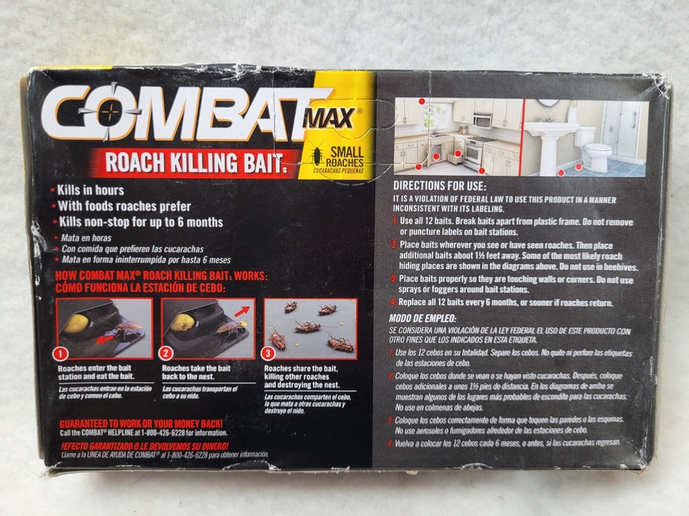Combat Max Small Roaches Roach Killing Bait Stations 12 ea